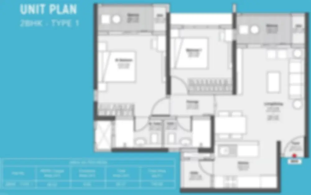 Godrej Ivara Apartment 2 Bhk Floor Plan by Godrej Properties located at Kharadi, Pune Maharashtra